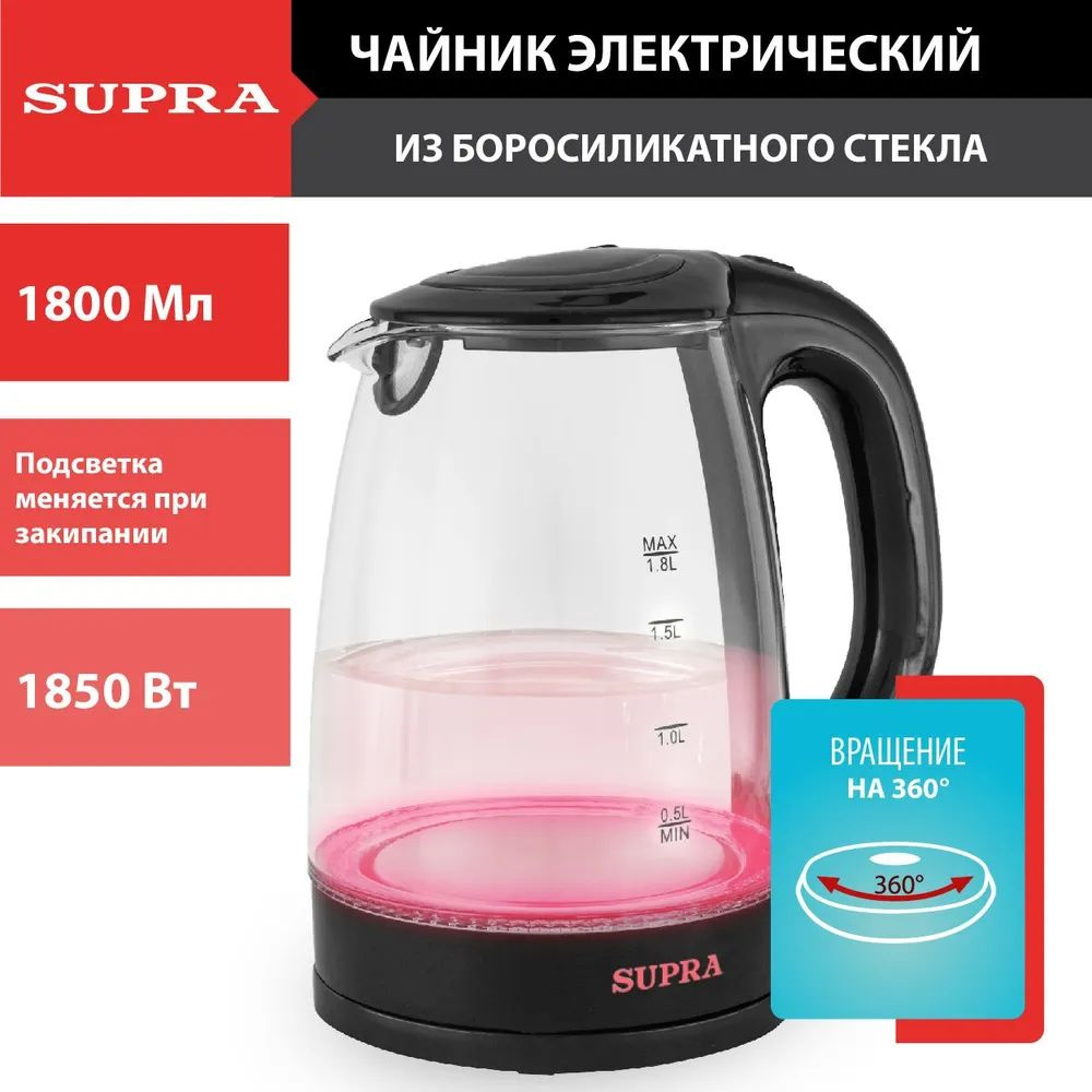 Supra Электрический чайник KES-1811G, черный #1