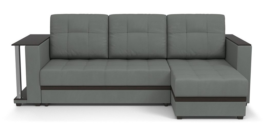 Угловой диван-кровать с бельевым ящиком, раскладной, PUSHE Атланта Lux, серый Salsa 013  #1