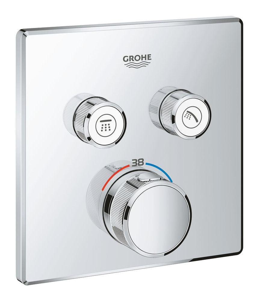 Внешняя часть термостатического смесителя GROHE Grohtherm SmartControl на 2 выхода, хром (29124000)  #1