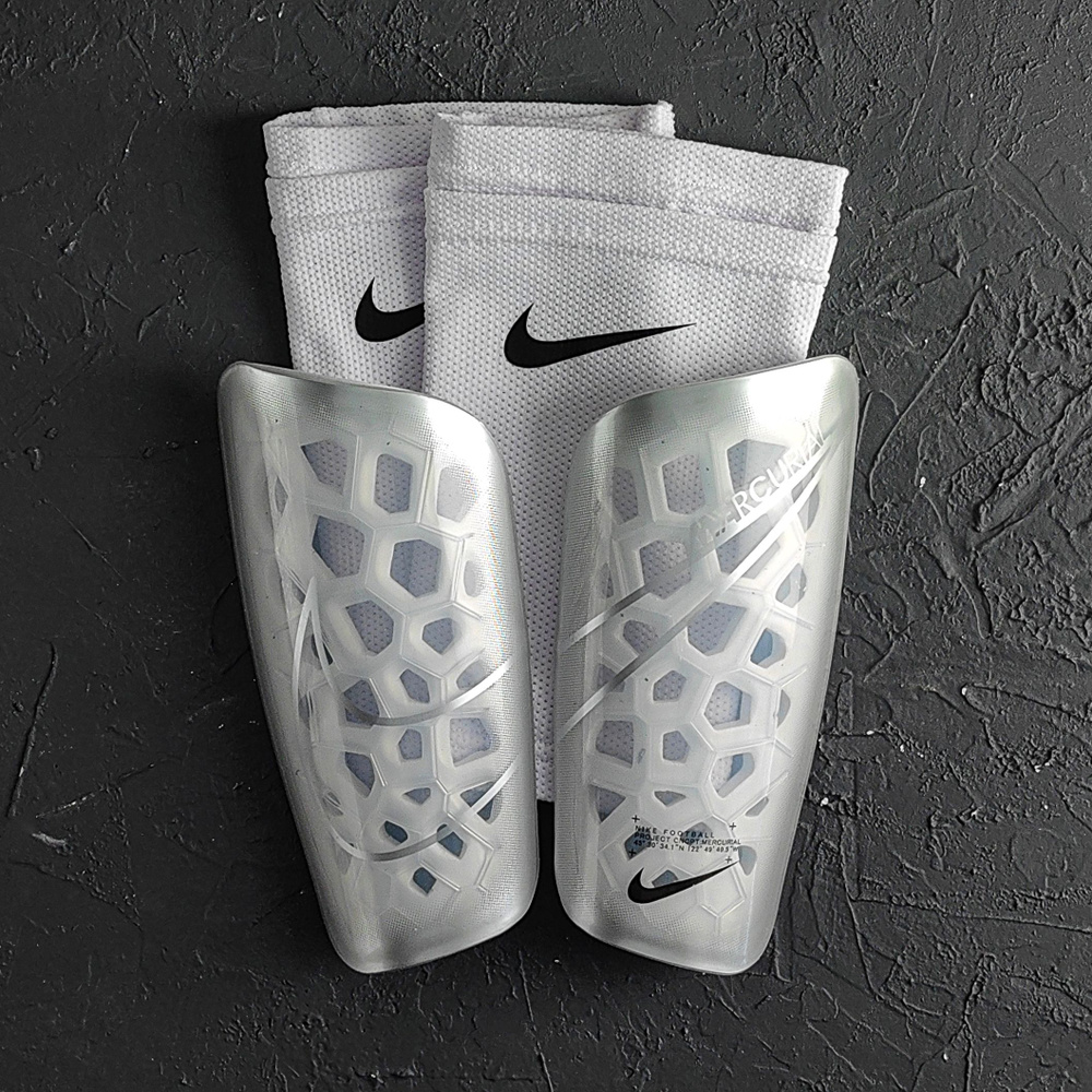 Щитки футбольные Nike Mercurial Lite, белый-серый #1
