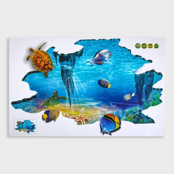 Интерьерная наклейка КНР "Морские обитатели", 3D, 90х60 см #1