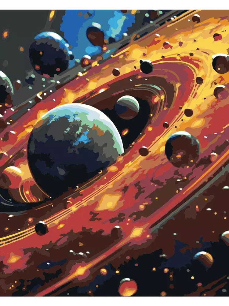 Картина по номерам Планеты космос Размер 40х50, на холсте на деревянном подрамнике, Акриловые краски #1