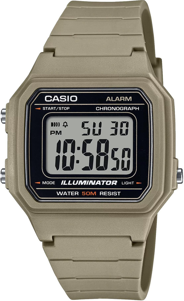 Электронные японские часы Casio Illuminator W-217H-5A с хронографом с гарантией, секундомером, будильником, #1