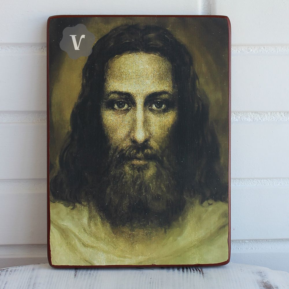 Икона Господа Иисуса Христа, именуемая "Туринская Плащаница", деревянная иконная доска, левкас, ручная #1