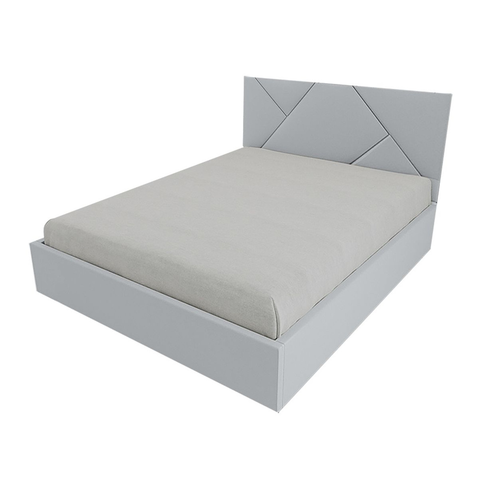 Двуспальная кровать Линда Эко 140x200 с подъемным механизмом и с коробом для белья велюр серый без ножек #1