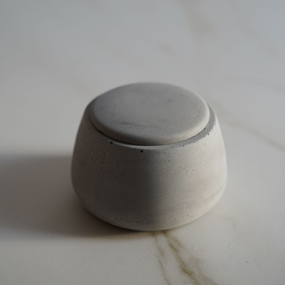 Шкатулка с крышкой PEARL серая для хранения из бетона #1