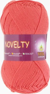 Пряжа Novelty (Vita cotton),цвет 1221 коралловый, 5 мотков, 50гр/200м, 50% хлопок,50%модал, Индия  #1