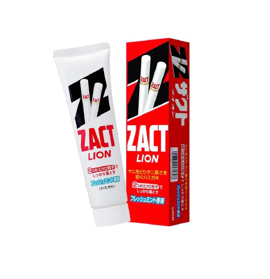 LION Зубная паста ZACT для удаления никотинового налета и устранения запаха табака, аромат мяты, туба #1