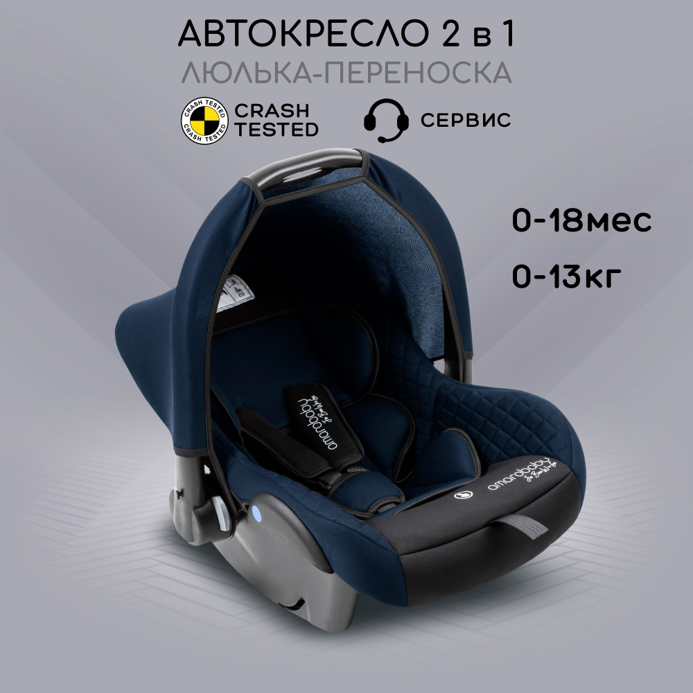 Автокресло детское AMAROBABY Baby comfort, группа 0+, (синий/чёрный)  #1