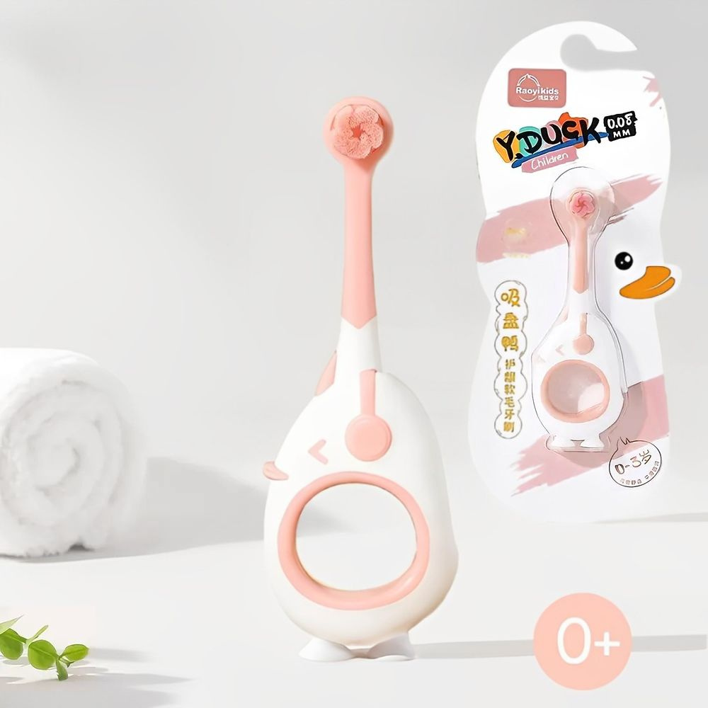 Зубная щетка детская RaoyiKids Y.DUCK, для детей от 0 до 3 лет, мягкая, розовая  #1