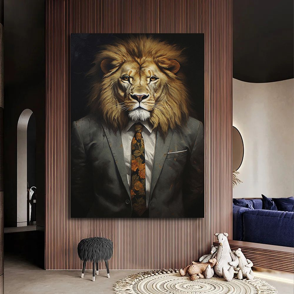 Картина лев в костюме, 30х40 см. #1