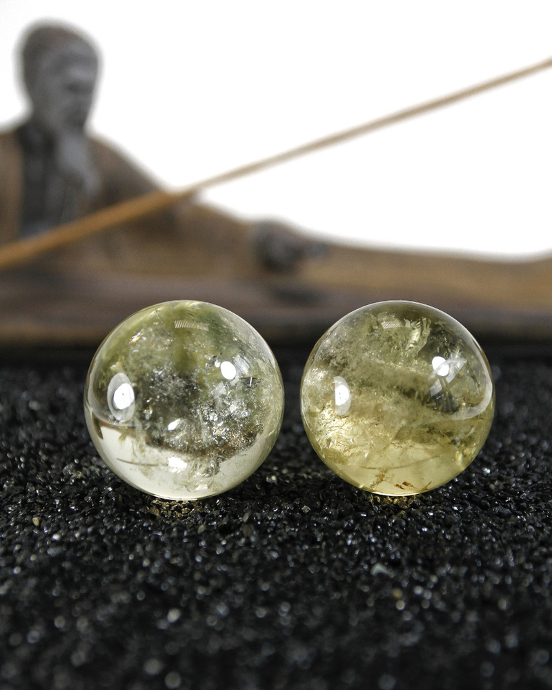 Массажные шары Баодинг Цитрин - диаметр 35-36 мм, натуральный камень, 2 шт - для стоунтерапии, здоровья #1