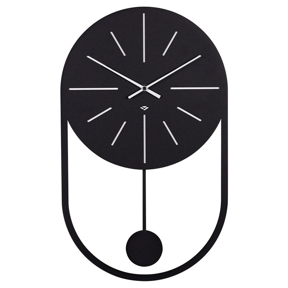 Часы настенные Рубин "Классика", из металла с маятником, высота 50 см, открытая стрелка, черный (5027-002) #1