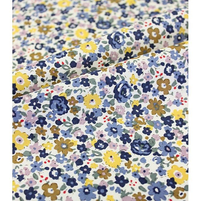 Ткань для шитья(1,5 м) Импорт. хлопок "Мелкая акварель (синие, желтые цветы)", ш.1.49м, хлопок-100%, #1