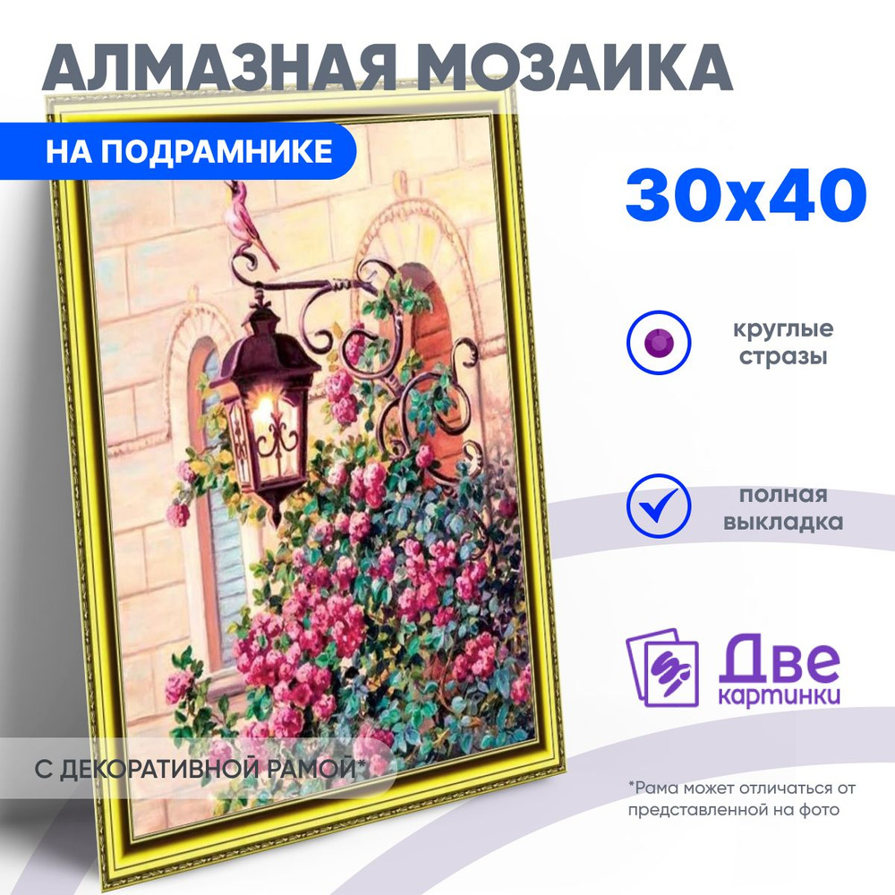 DVEKARTINKI Алмазная мозаика на подрамнике 30x40 см Полная выкладка круглые стразы 30х40Певчая птичка #1