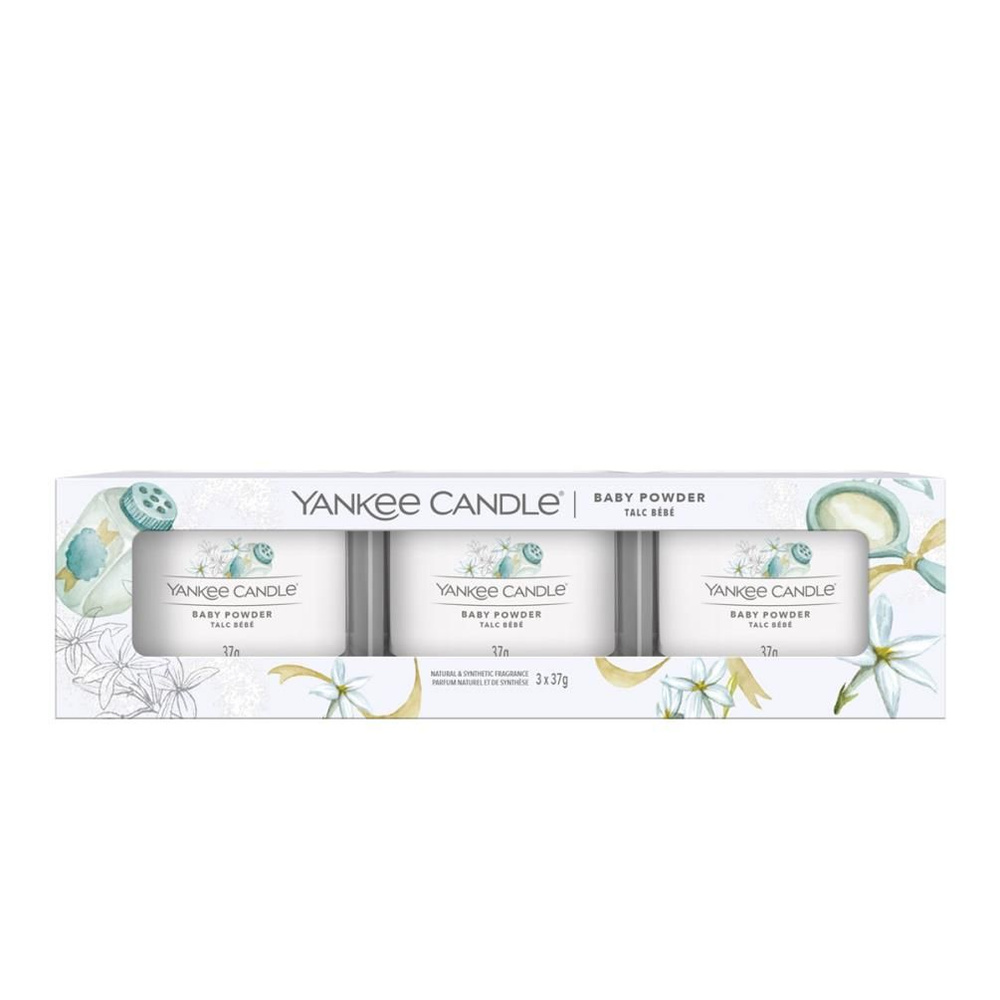 Yankee Candle Набор ароматических свечей "Детская присыпка", 4 см х 5 см, 3 шт  #1