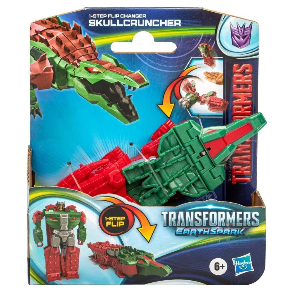 Игрушки-трансформеры Hasbro Transformers Toys EarthSpark 1-Step Flip Changer Skullcruncher 4" Action #1