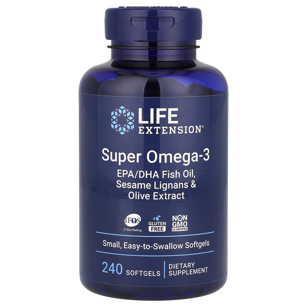 Life Extension Омега-3, рыбий жир, Super Omega-3 EPA/DHA 240 капсул #1