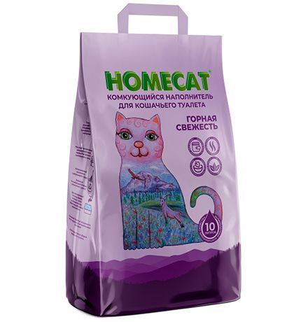 Homecat Горная свежесть / Комкующийся наполнитель Хоумкэт для кошачьего туалета, 10 л  #1