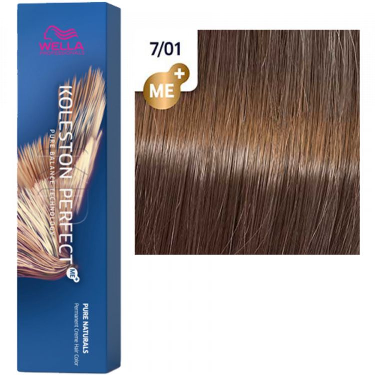 Wella professional Koleston Perfect крем-краска 7/01 блонд натуральный пепельный - 60 мл  #1