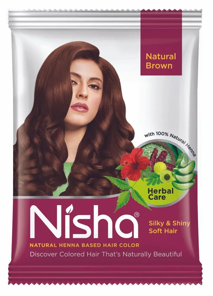 Nisha NATURAL BROWN Natural Henna Based Hair Color (Натуральная краска для волос на основе хны с травами #1