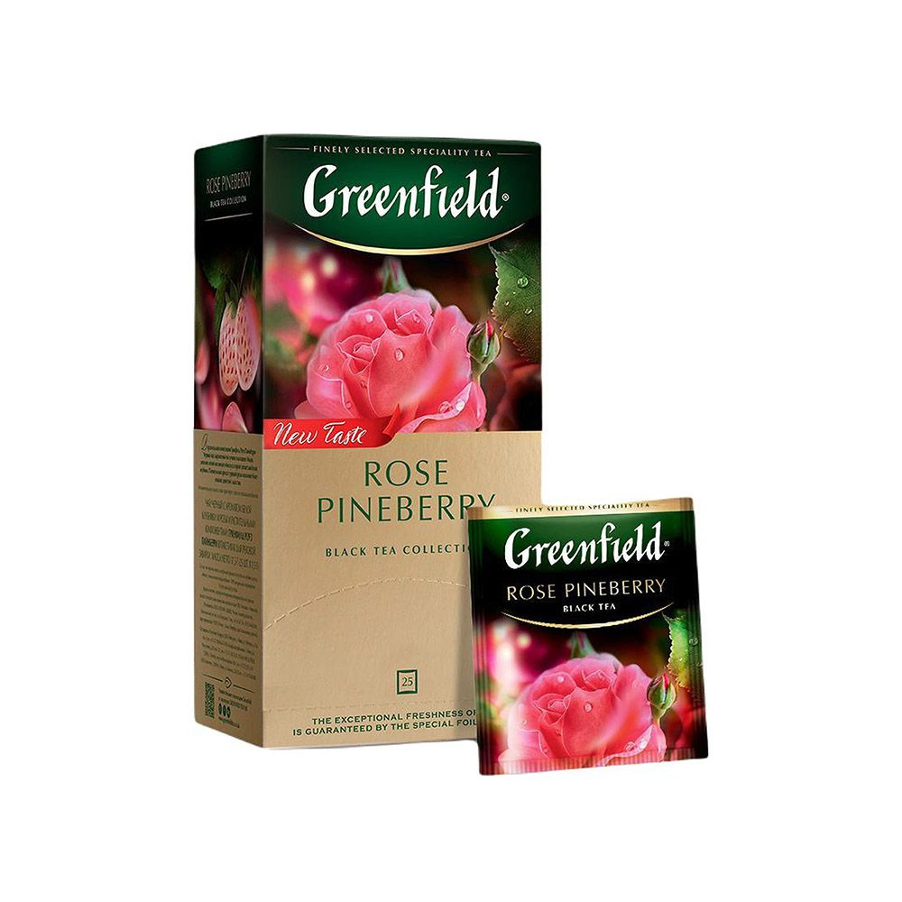 Чай в пакетиках чёрный Greenfield Rose Pineberry(Роуз Пайнберри), 25 пак. Роза, клубника.  #1