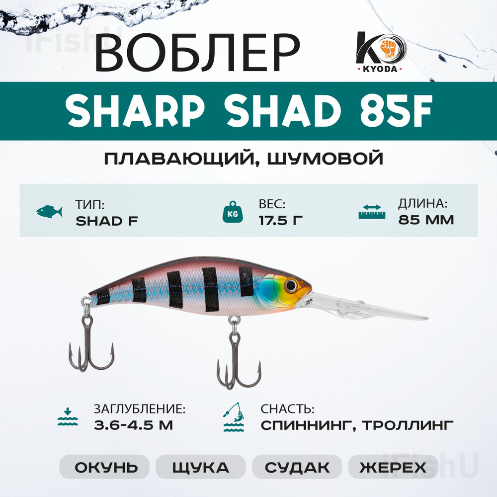 Воблер KYODA SHARP MINNOW F, 85мм, 17,5г, 3,6-4,5м, P1640 #1