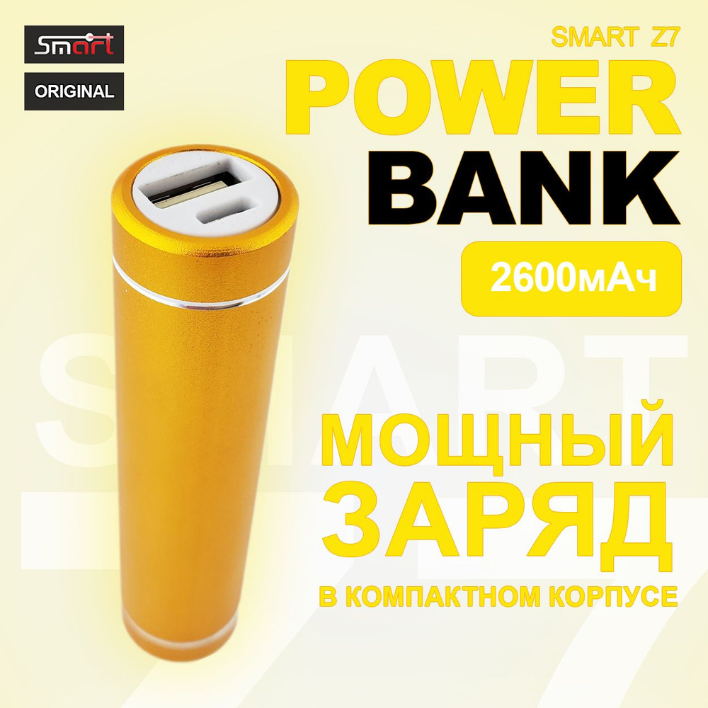 Smart Внешний аккумулятор Портативное зарядное устройство (Power Bank), 2600 мАч, золотой  #1