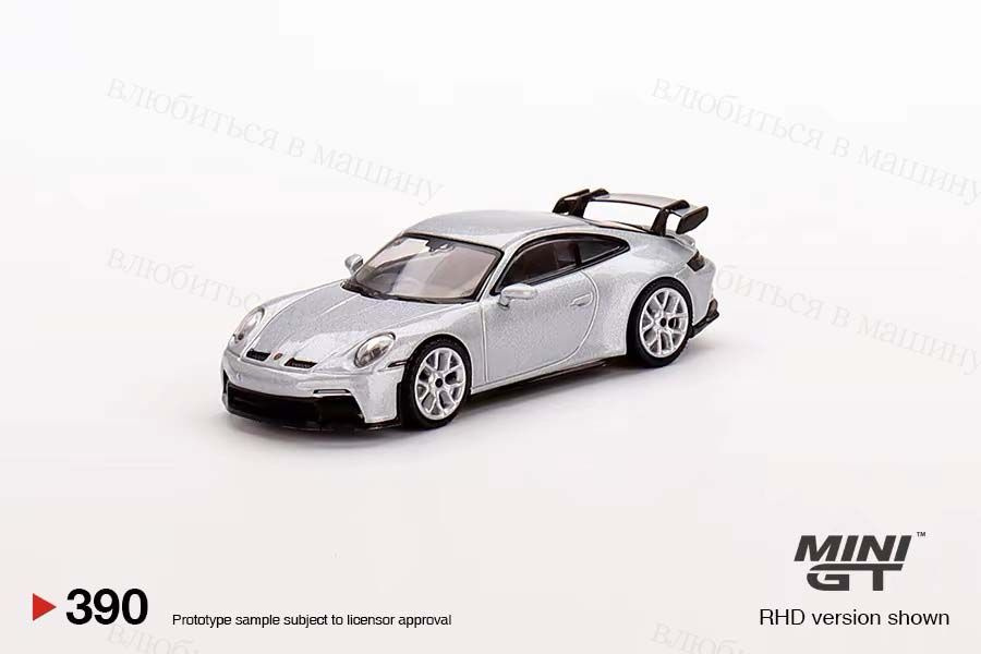 Машинка TSM Mini GT 1/64 #390 Porsche 911(992) GT3 GT Silver Metallic Die-cast Alloy Car Model Collection #1