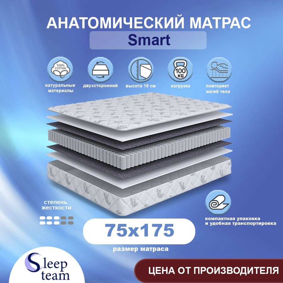 Sleepteam Матрас Smart, Независимые пружины, 75х175 см #1