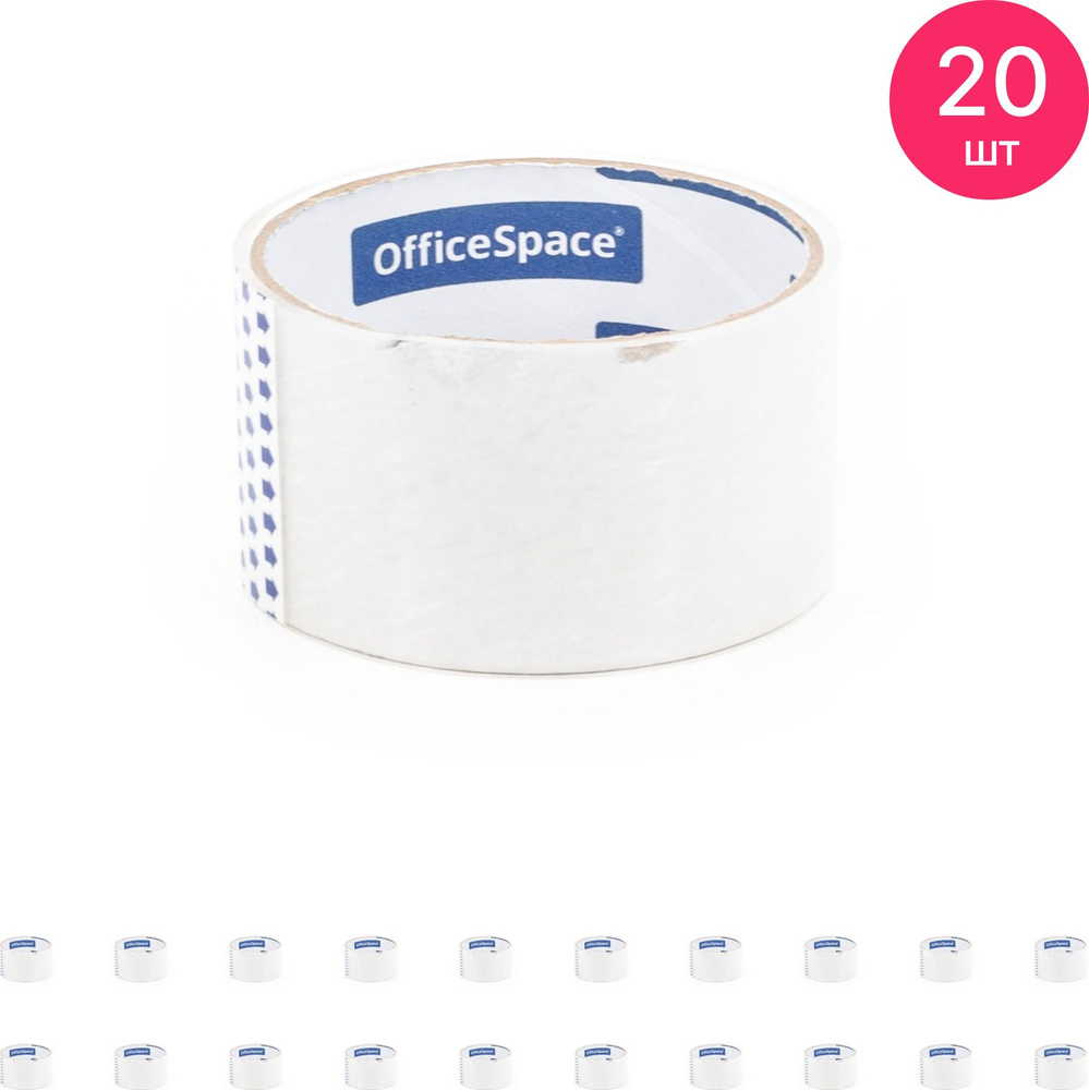 Клейкая лента OfficeSpace / Офисспейс односторонняя, прозрачная, ширина 48мм, длина 15м / скотч для упаковки #1