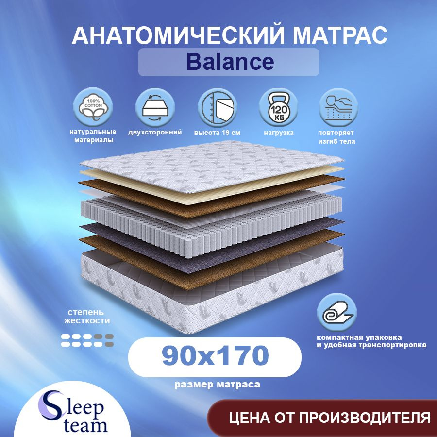 Sleepteam Матрас Balance, Независимые пружины, 90х170 см #1