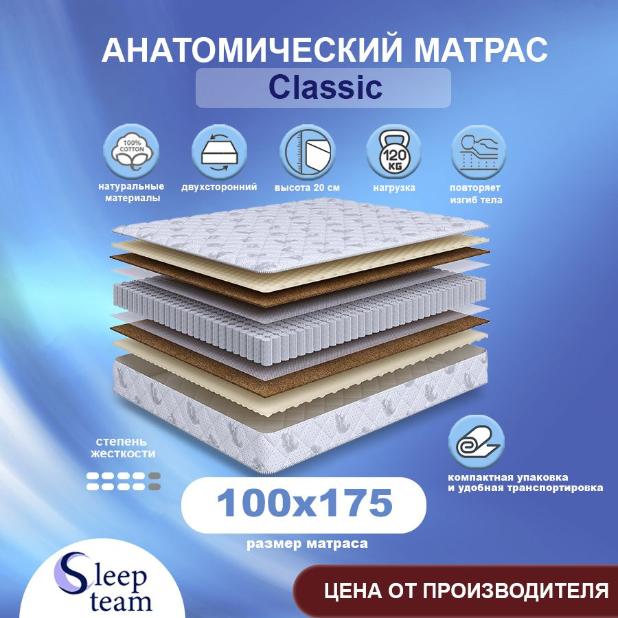 Sleepteam Матрас Classic, Независимые пружины, 100х175 см #1