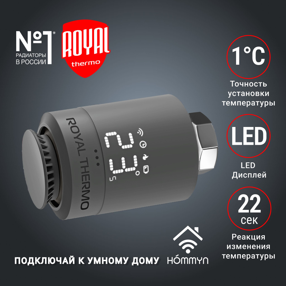 Термостат радиаторный электронный ROYAL THERMO Smart Heat, серебристый  #1