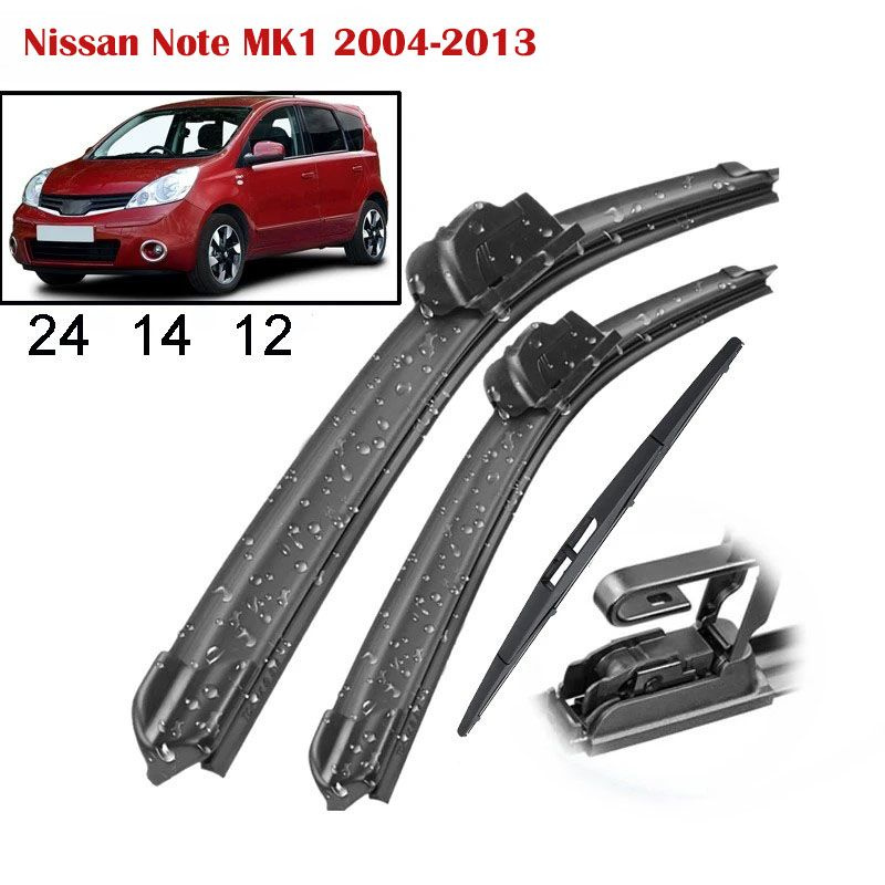 комплект передних и задней щеток стеклоочистителя Nissan Note MK1 2004-2013 24+14+12 дюймов  #1