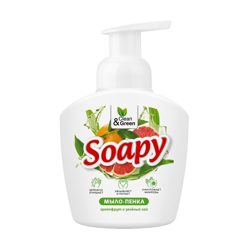 Жидкое мыло-пенка Clean&Green Soapy CG8236 Грейпфрут и зелёный чай пенный дозатор 400 мл 6328GC  #1