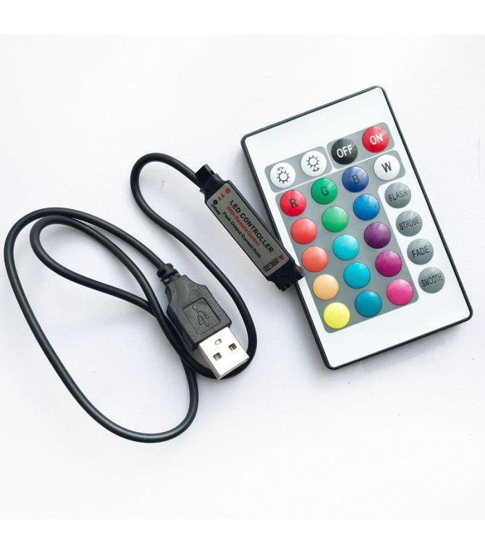 Мини USB ИК контроллер, 5-24В. пульт 24 кнопки #1