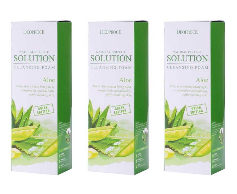 Deoproce Пенка для умывания Natural Perfect Solution Cleansing Foam Green Edition Aloe, с экстрактом #1