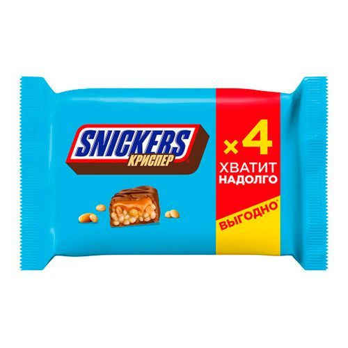 Шоколадные батончики Snickers Криспер, 4 шт по 40 г, Нуга, карамель, воздушный рис, шоколад  #1