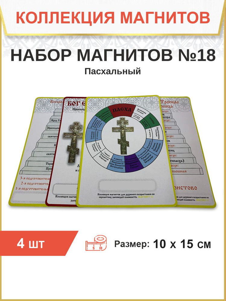 Набор магнитов с православной символикой №18 4 шт. #1