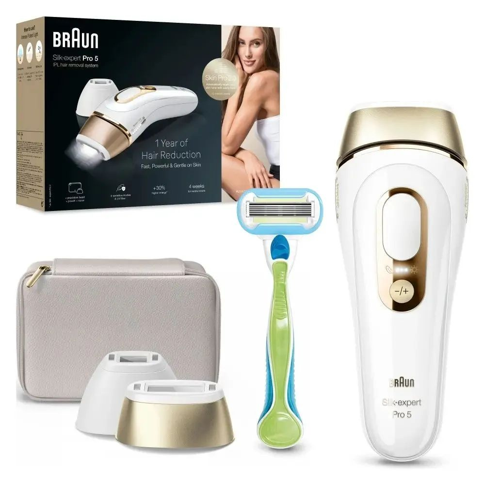 Фотоэпилятор Braun IPL 5152 Silk-expert Pro 5 с косметичкой и женским бритвенным станком Venus Extra #1