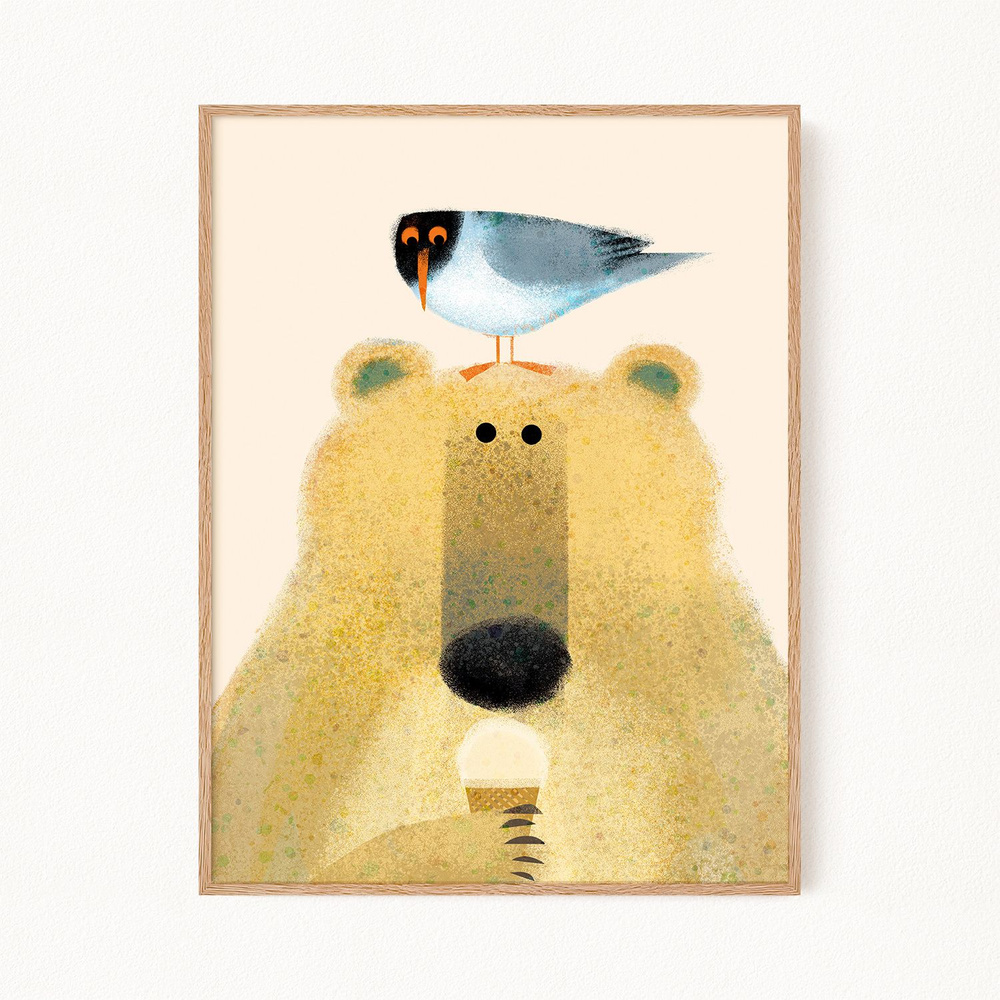 Новогодний постер "Polar Bear with Gull", 40х50 см #1