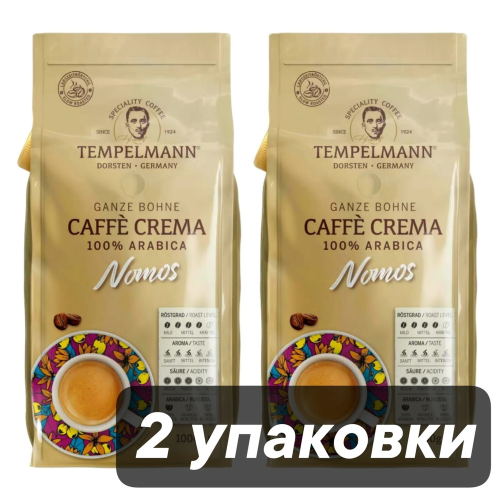 Кофе в зернах Tеmpelmann Caffe Crema Nomos 1 кг x 2 шт #1