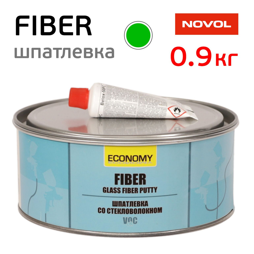 Шпатлевка Novol Asia FIBER (0,9кг) со стекловолокном, зеленая, автомобильная  #1