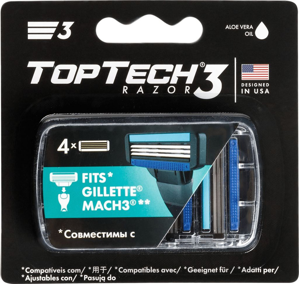 Кассеты сменные для бритья TOPTECH Razor 3, 4шт #1