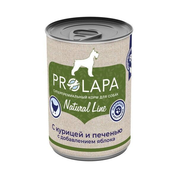 Prolapa Natural Line консервы для собак с курицей, печенью и яблоками 6шт*400гр  #1