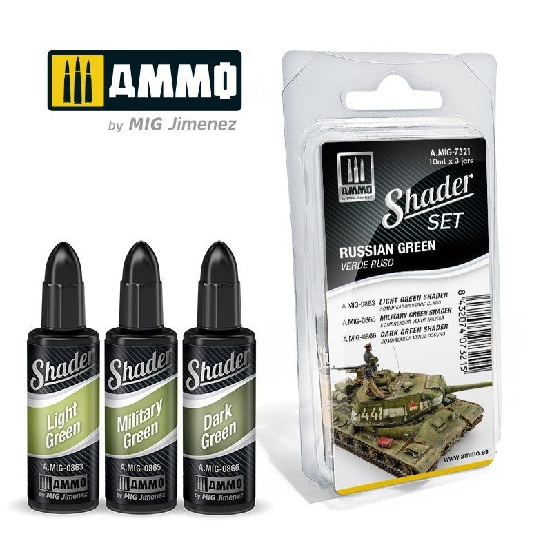 Набор акриловых красок SHADER Set Russian Green (Ammo Mig) (3x10ml) #1