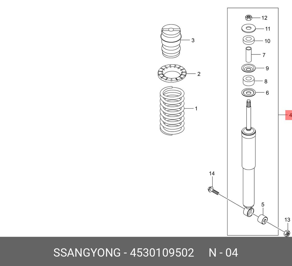 SsangYong Амортизатор подвески, арт. 4530109502, 1 шт. #1