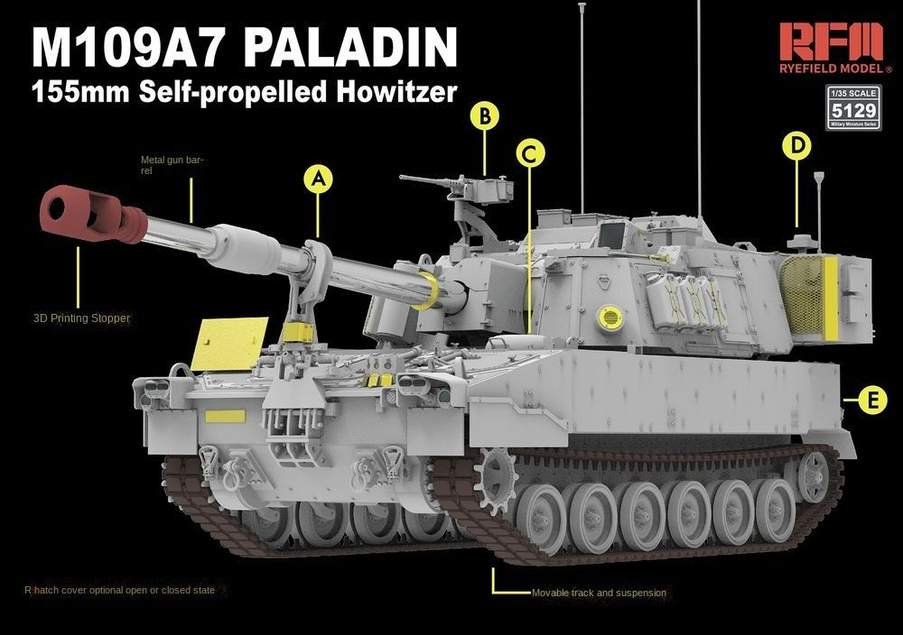 Ryefieldl RM-5129 1/35 M109A7 PALADIN 155-мм самоходные гаубицы #1