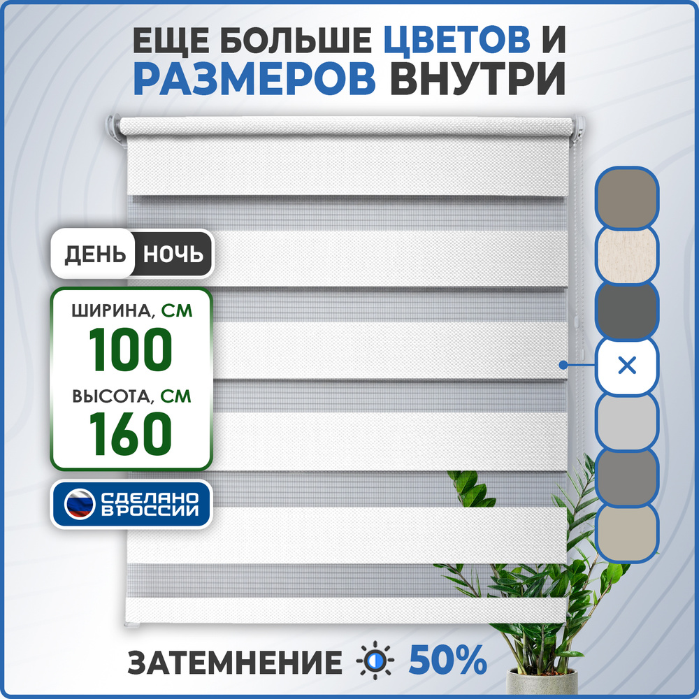 Рулонные шторы Comfort ДЕНЬ-НОЧЬ LIA 100х160см белый #1